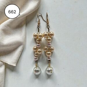 Elegant Pearl Dangle Earrings | Champagne & Blush Pearls